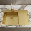 Pure.Sink Comfort PVD Gold Sink with Drainboard, 86x52 cm, Left-Side Faucet Wing, PCM5086LT-60
